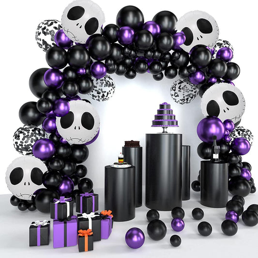 145PCS Nightmare Before Christmas Halloween Decorations Black Purple Balloon Garland - Decotree.co Online Shop