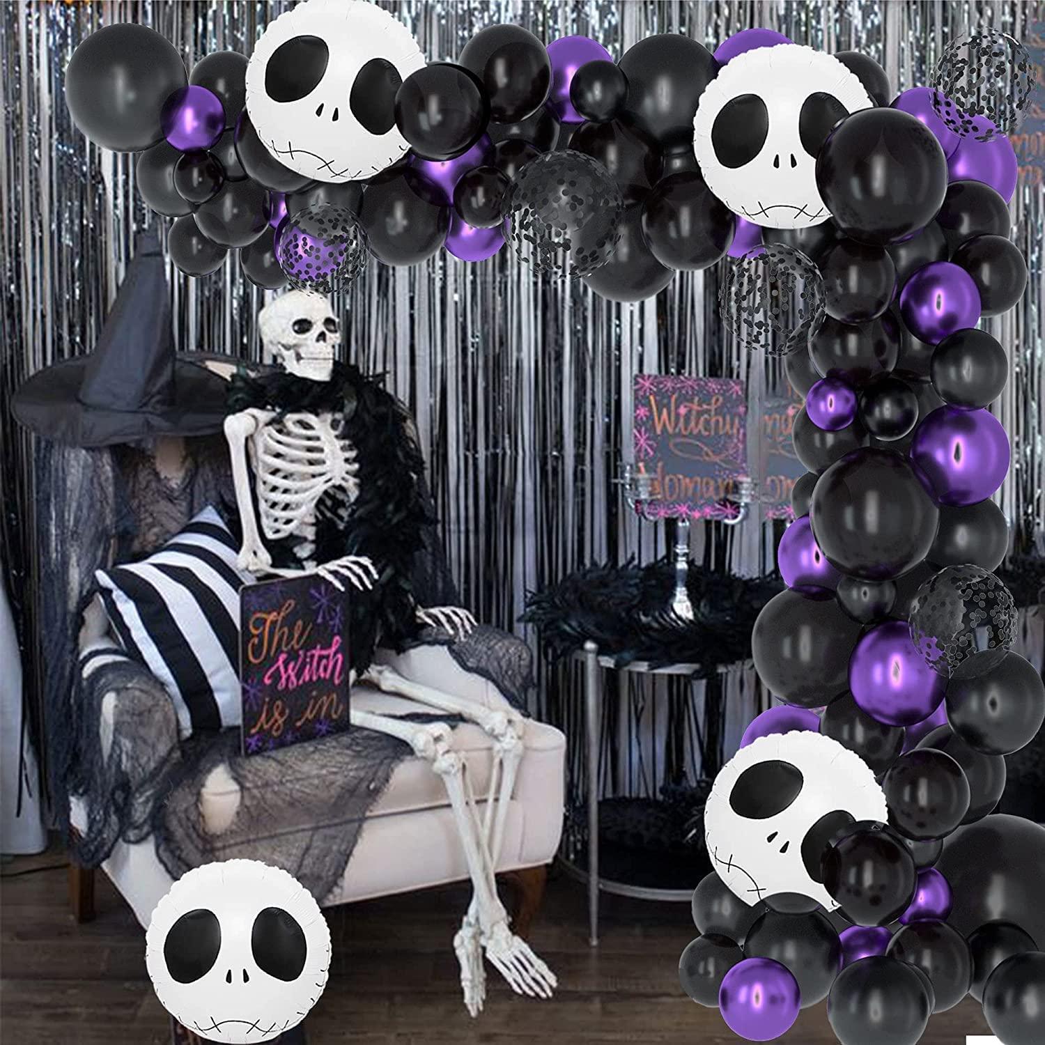 145PCS Nightmare Before Christmas Halloween Decorations Black Purple Balloon Garland - Decotree.co Online Shop