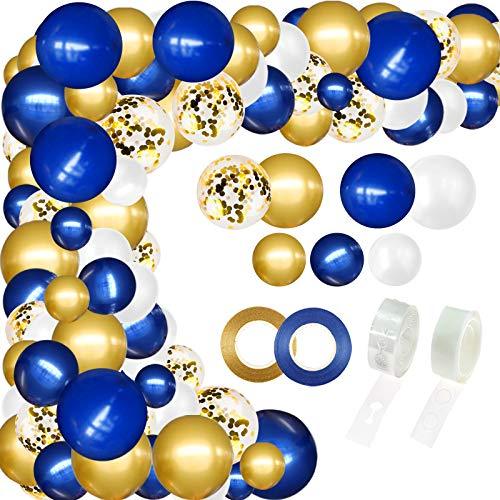 146pcs Navy Royal Blue and Gold Balloon Confetti Balloon, White Latex Balloon for Birthday, Baby Shower - Decotree.co Online Shop