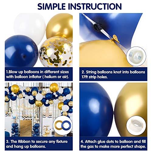 146pcs Navy Royal Blue and Gold Balloon Confetti Balloon, White Latex Balloon for Birthday, Baby Shower - Decotree.co Online Shop