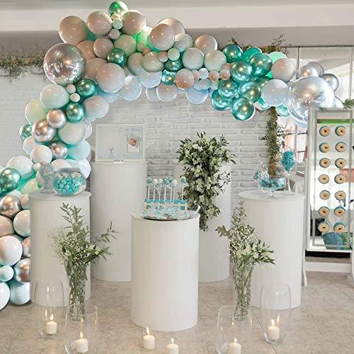 148Pcs Balloon Garland Kit Green Silver Blue Chrome Metallic Macaron Balloon Arch - Decotree.co Online Shop