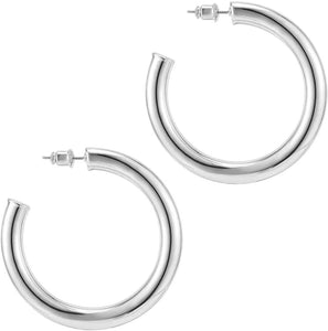 14K Gold Colored Lightweight Chunky Open Hoops - Decotree.co Online Shop