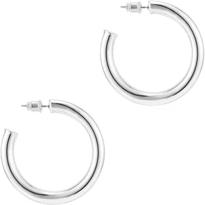 14K Gold Colored Lightweight Chunky Open Hoops - Decotree.co Online Shop