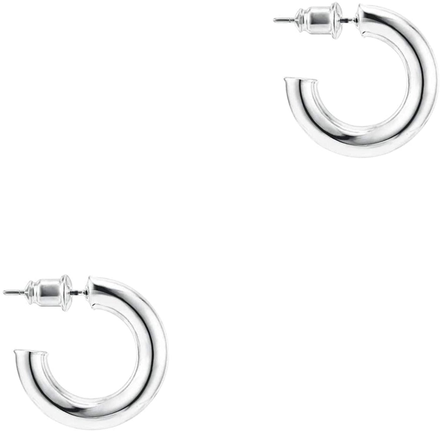 14K Gold Colored Lightweight Chunky Open Hoops - Decotree.co Online Shop