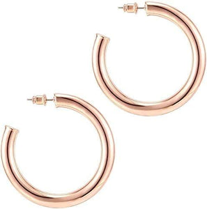 14K Gold Colored Lightweight Chunky Open Hoops - Decotree.co Online Shop