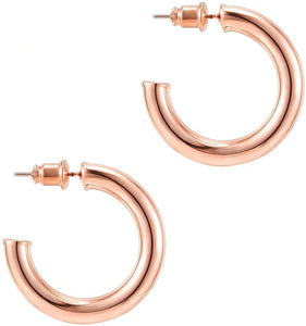 14K Gold Colored Lightweight Chunky Open Hoops - Decotree.co Online Shop