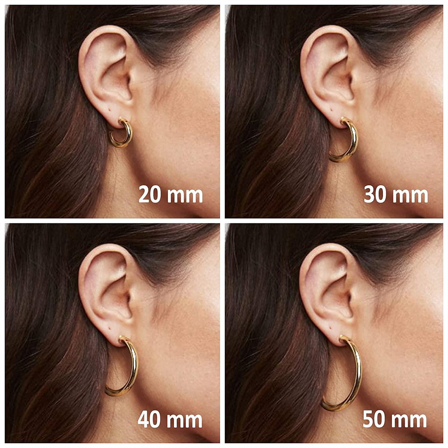 14K Gold Colored Lightweight Chunky Open Hoops - Decotree.co Online Shop