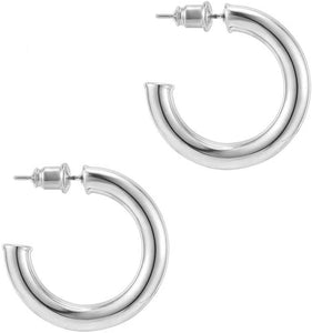 14K Gold Colored Lightweight Chunky Open Hoops - Decotree.co Online Shop