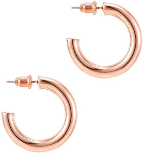 14K Gold Colored Lightweight Chunky Open Hoops - Decotree.co Online Shop