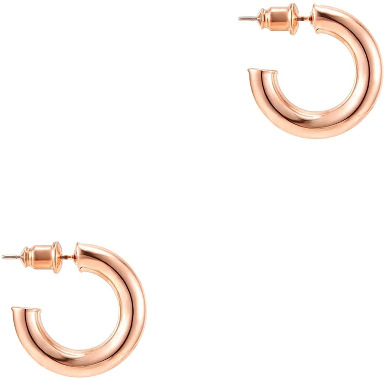14K Gold Colored Lightweight Chunky Open Hoops - Decotree.co Online Shop