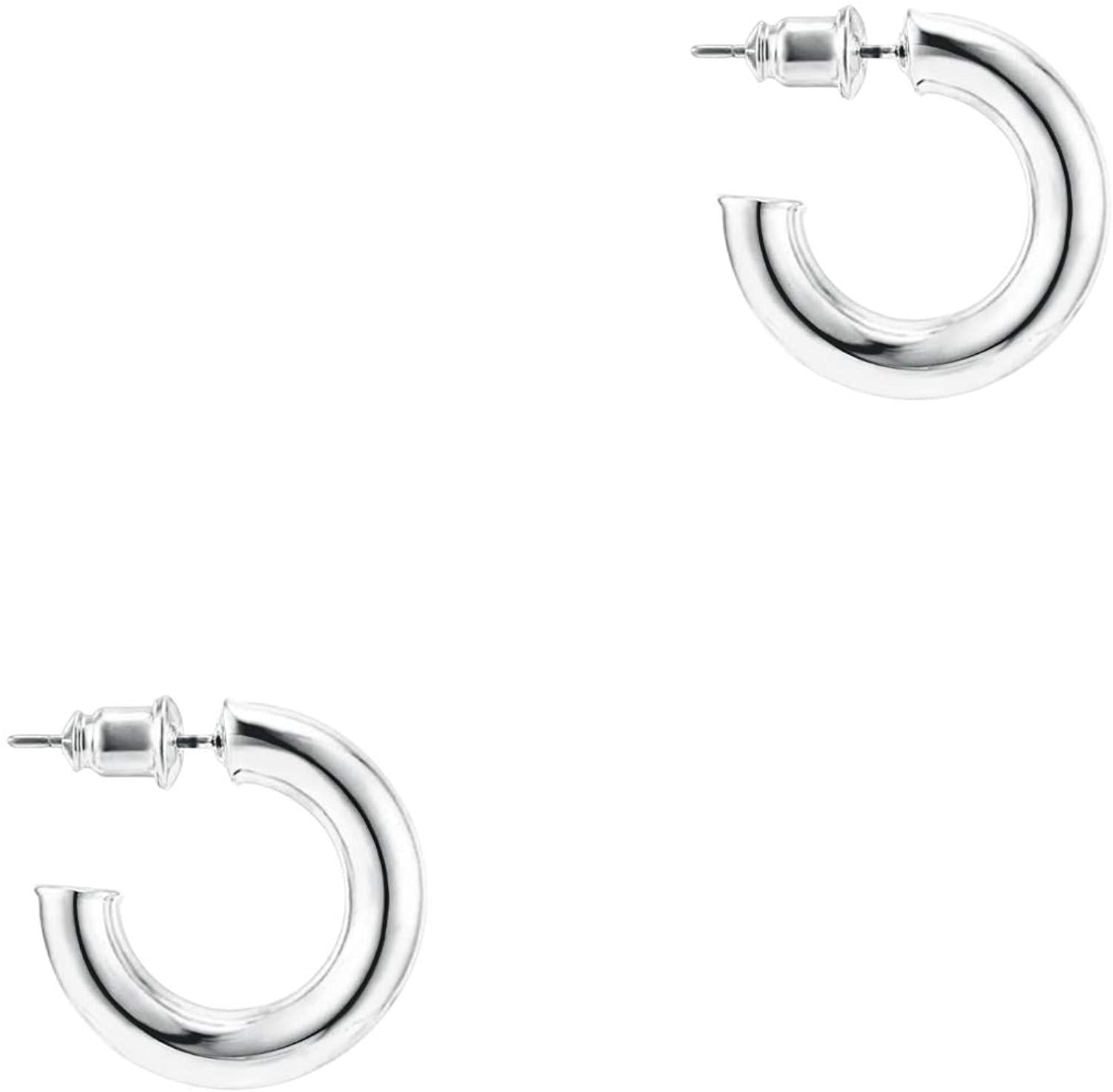 14K Gold Colored Lightweight Chunky Open Hoops - Decotree.co Online Shop