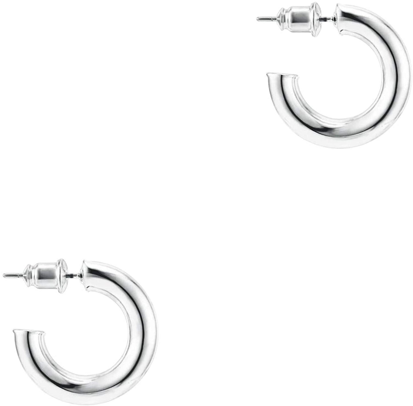14K Gold Colored Lightweight Chunky Open Hoops - Decotree.co Online Shop