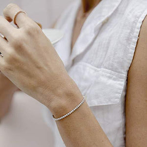 14K Gold Plated Cubic Zirconia Classic Tennis Bracelet for Women in Yellow Gold - Decotree.co Online Shop
