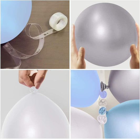 155PCS 18In 12In 5In Metallic Sliver Macaron Blue White Balloon Arch Garland For Festival Picnic Family Engagement, Wedding, Birthday Party - Decotree.co Online Shop