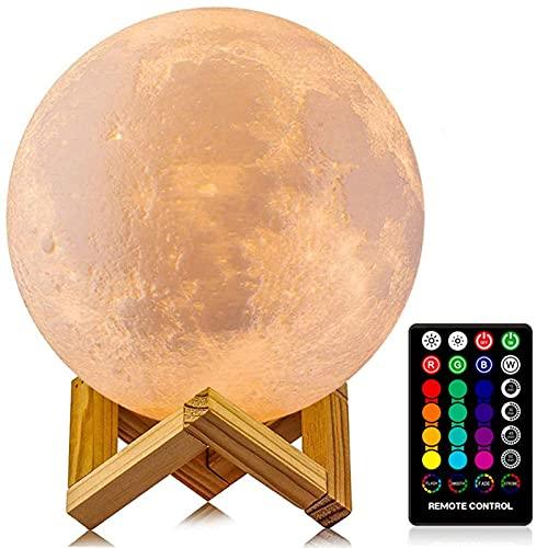 16 Colors LED Night Light 3D Printing Moon Light with Stand & Remote/Touch Control and USB Rechargeable, Moon Light Lamps for kids friends Birthday Gifts - Decotree.co Online Shop