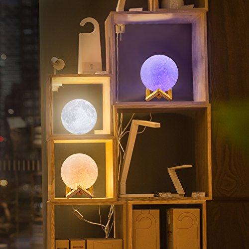 16 Colors LED Night Light 3D Printing Moon Light with Stand & Remote/Touch Control and USB Rechargeable, Moon Light Lamps for kids friends Birthday Gifts - Decotree.co Online Shop