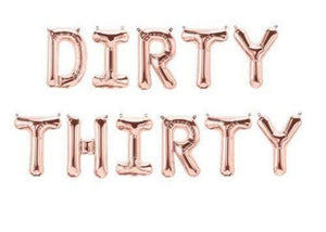 16" Dirty Thirty Rose Gold Blue Party & Decoration Balloon Banner Kit Air Fill Only - Decotree.co Online Shop