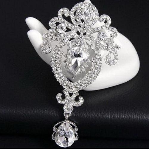 Fashion Crown Crystal Corsage Pendant Glass Brooch - Decotree.co Online Shop