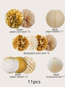 11pcs Paper Flower & Paper Lantern Set - Decotree.co Online Shop