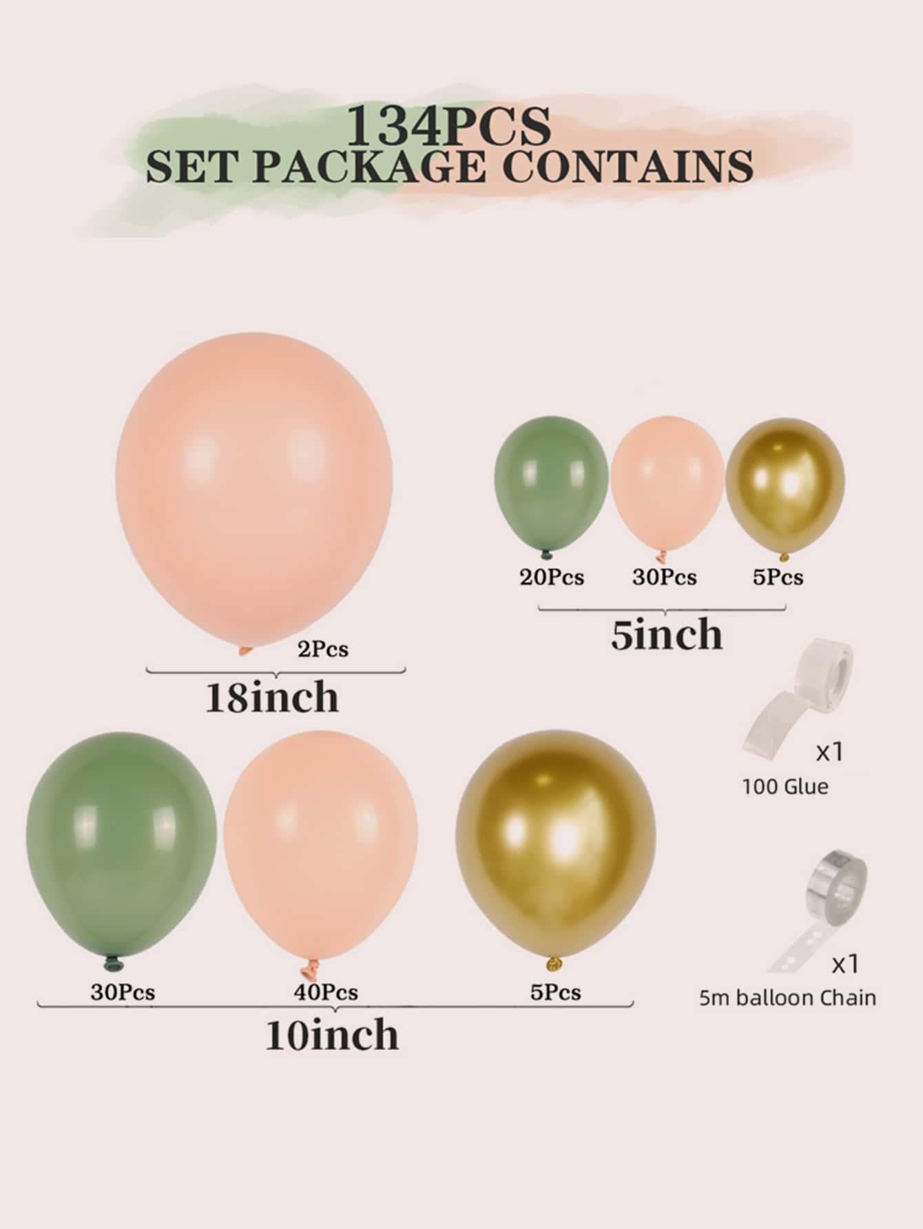 132pcs Birthday Decorative Balloon Garland - Decotree.co Online Shop