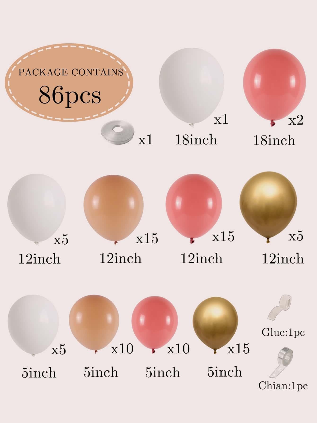 86pcs Decorative Balloon Garland - Decotree.co Online Shop