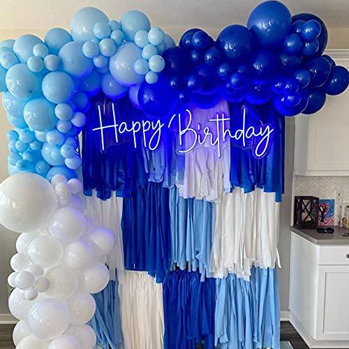 164Pcs Boy's Birthday Different Blue Macaron Size Balloons Garland Kit Dark and Baby Blue Chrome White Balloons - Decotree.co Online Shop