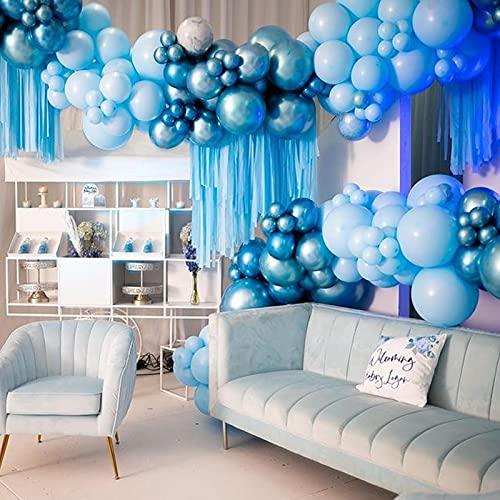 164Pcs Boy's Birthday Different Blue Macaron Size Balloons Garland Kit Dark and Baby Blue Chrome White Balloons - Decotree.co Online Shop