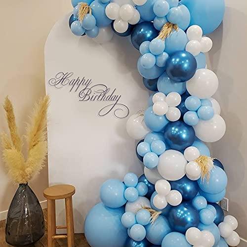 164Pcs Boy's Birthday Different Blue Macaron Size Balloons Garland Kit Dark and Baby Blue Chrome White Balloons - Decotree.co Online Shop