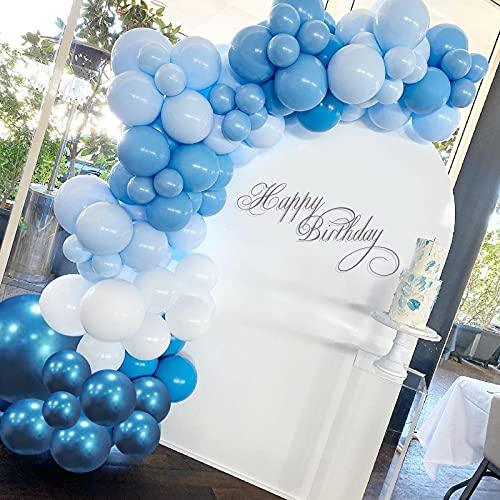 164Pcs Boy's Birthday Different Blue Macaron Size Balloons Garland Kit Dark and Baby Blue Chrome White Balloons - Decotree.co Online Shop