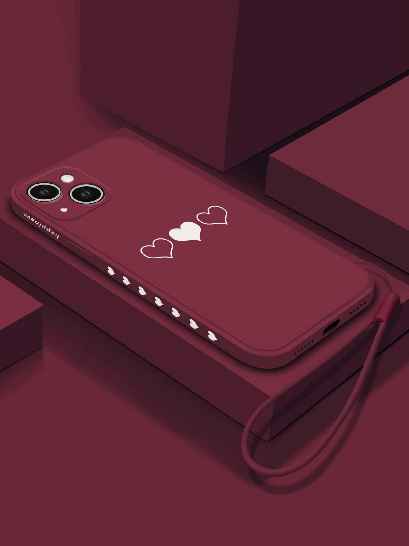 Heart Pattern Phone Case With Lanyard - Decotree.co Online Shop