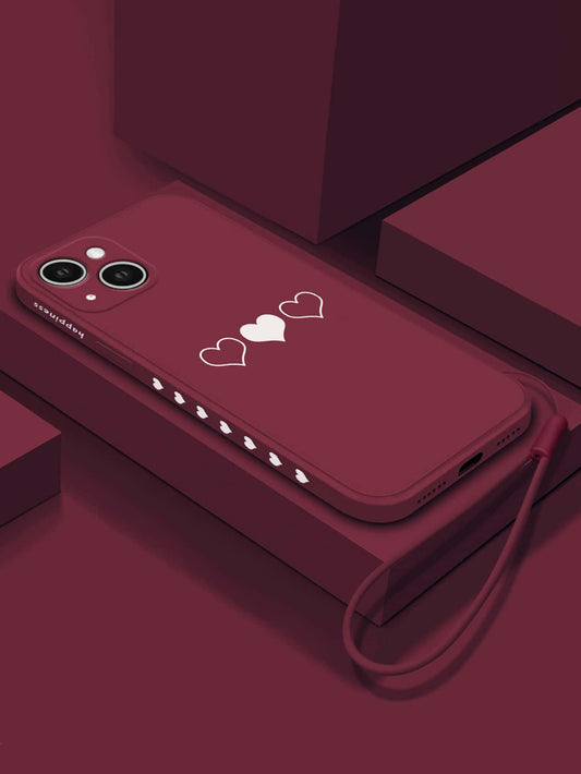 Heart Pattern Phone Case With Lanyard - Decotree.co Online Shop