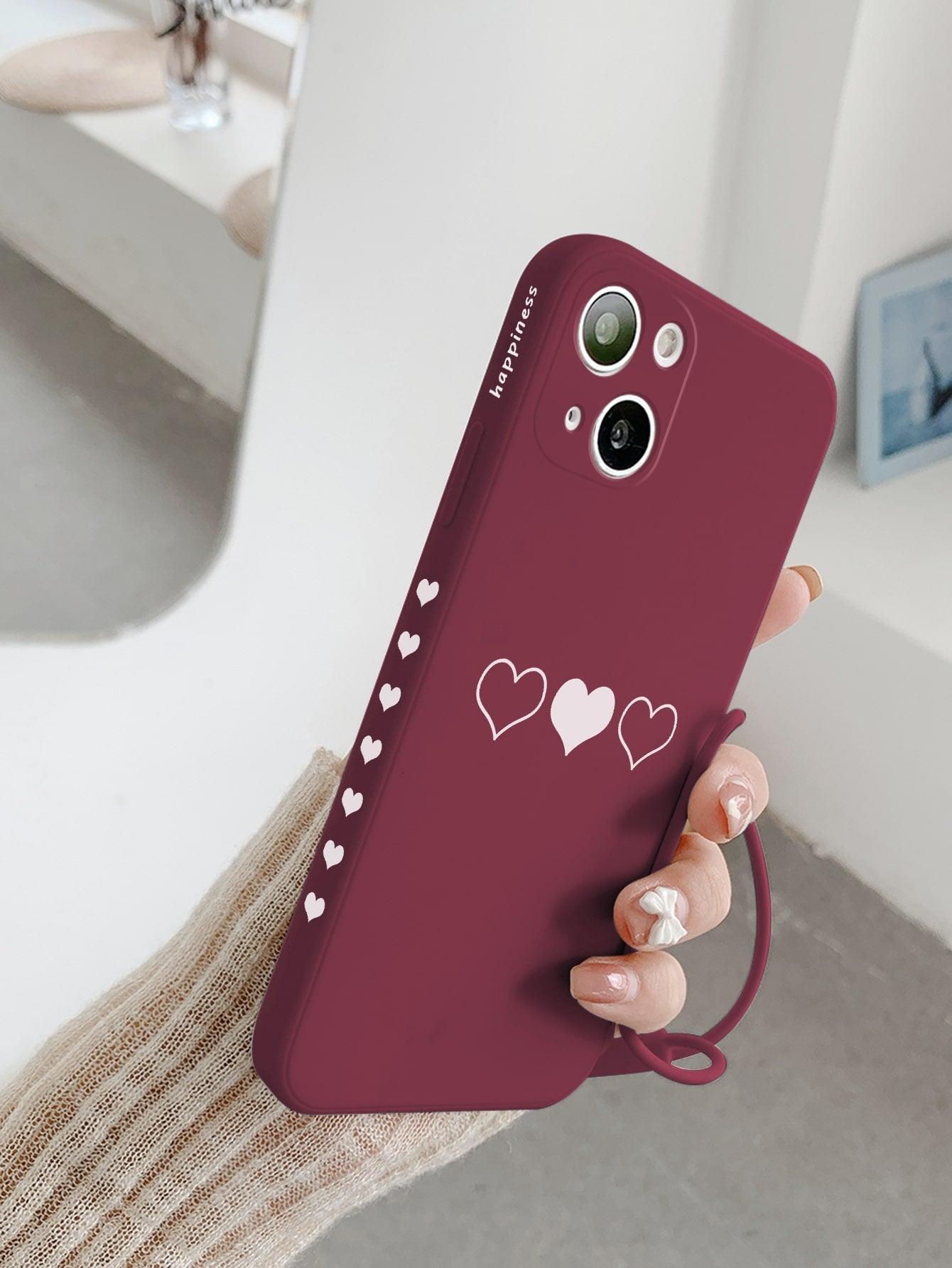 Heart Pattern Phone Case With Lanyard - Decotree.co Online Shop