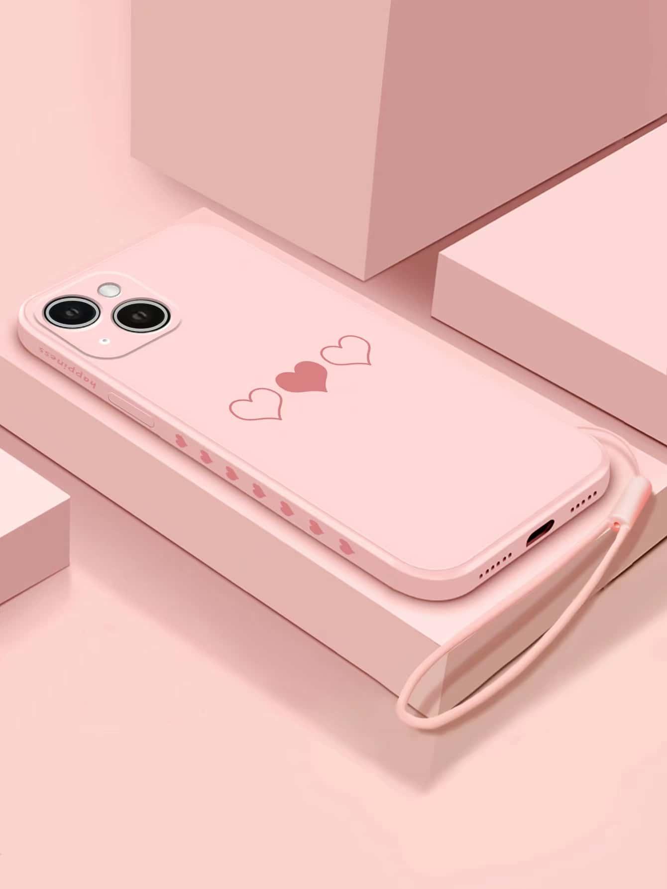 Heart Pattern Phone Case With Lanyard - Decotree.co Online Shop