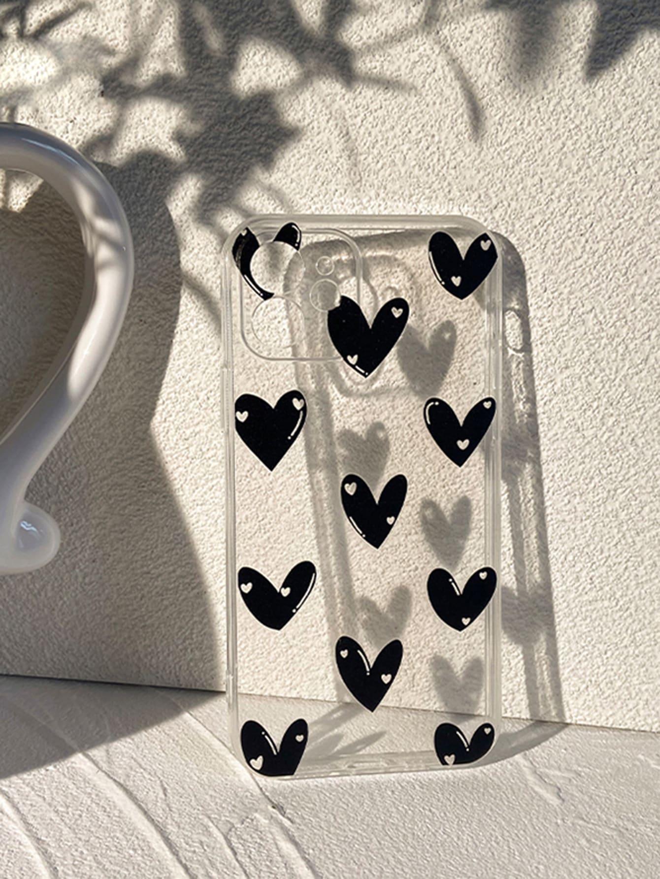 Heart Pattern Clear Phone Case With Stand-Out Phone Grip - Decotree.co Online Shop