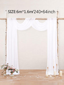 1pc Plain Decorative Background Cloth, 1.6x6m White Party Backdrop For Wedding - Decotree.co Online Shop