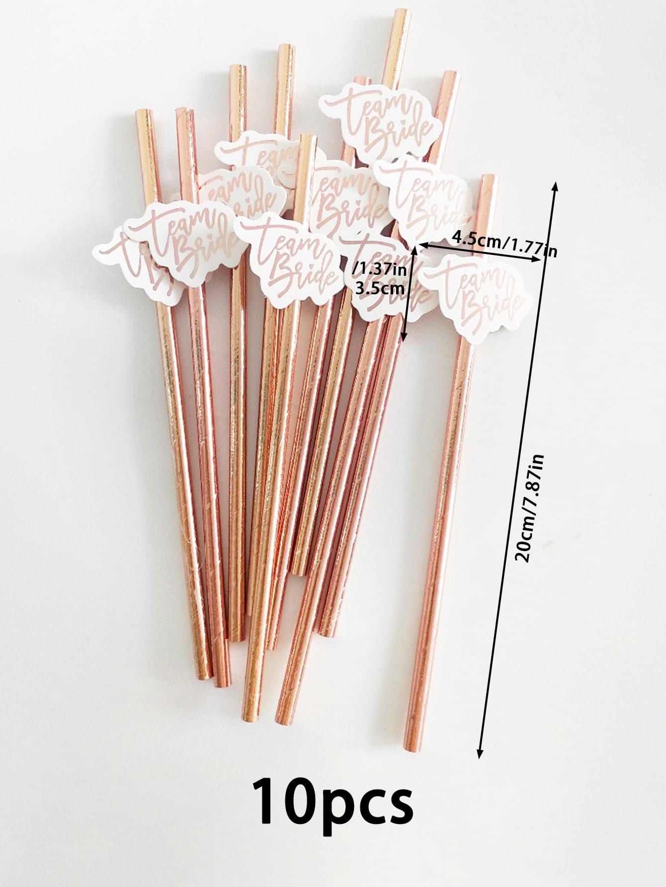 10pcs Bachelor Party Disposable Straw, Rose Gold Paper Straw for Bridal Shower Party - Decotree.co Online Shop