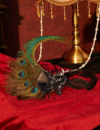 1920s Flapper Peacock Feather Headband 20s Sequined Showgirl Headpiece - Decotree.co Online Shop