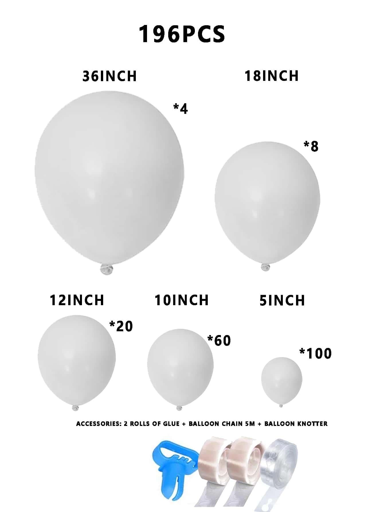 196pcs Plain Balloon Garland - Decotree.co Online Shop