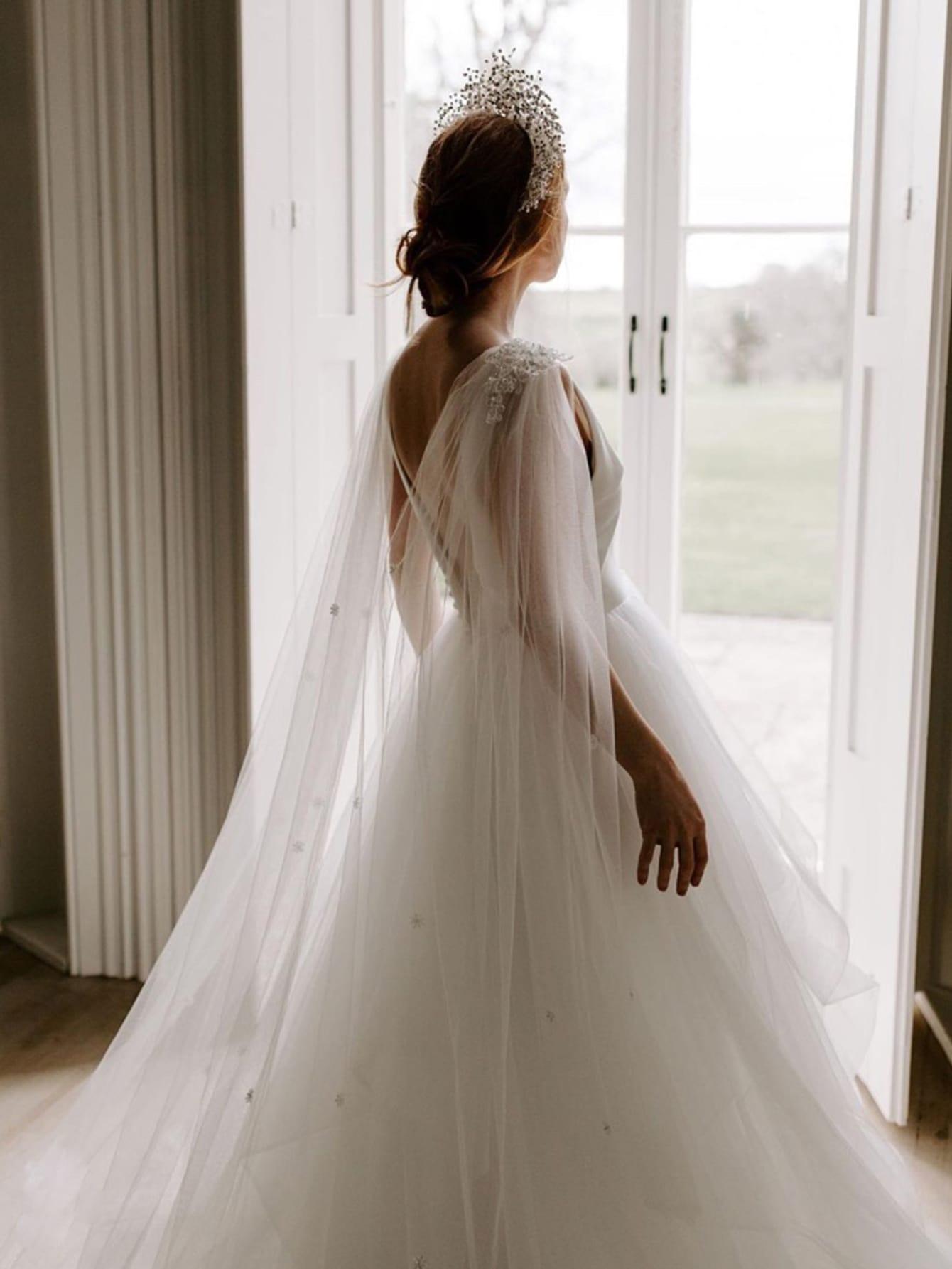 1pc Women Floral Embroidered Faux Pearl Decor Elegant Bridal Veil For Wedding Party - Decotree.co Online Shop