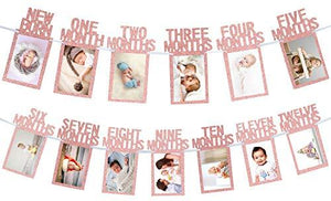 1st Birthday Baby Photo Banner for Newborn to 12 Months, Monthly Milestone Photograph Bunting Garland, First Birthday Celebration Decoration - Decotree.co Online Shop