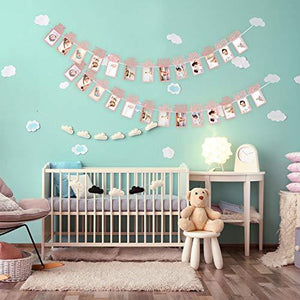 1st Birthday Baby Photo Banner for Newborn to 12 Months, Monthly Milestone Photograph Bunting Garland, First Birthday Celebration Decoration - Decotree.co Online Shop