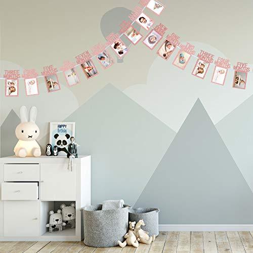 1st Birthday Baby Photo Banner for Newborn to 12 Months, Monthly Milestone Photograph Bunting Garland, First Birthday Celebration Decoration - Decotree.co Online Shop