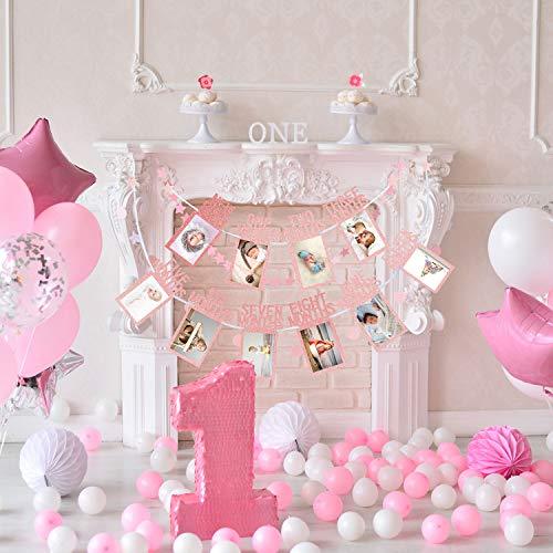1st Birthday Baby Photo Banner for Newborn to 12 Months, Monthly Milestone Photograph Bunting Garland, First Birthday Celebration Decoration - Decotree.co Online Shop