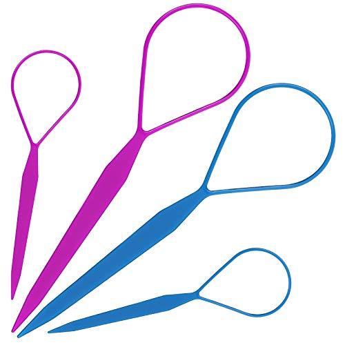 2 Pairs Hair Tail Tools, Hair Braid Accessories Ponytail Maker,French Braid Tool Loop for Hair Styling, 4pcs, 2 Colors - Decotree.co Online Shop