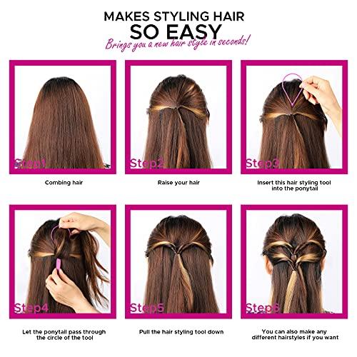 2 Pairs Hair Tail Tools, Hair Braid Accessories Ponytail Maker,French Braid Tool Loop for Hair Styling, 4pcs, 2 Colors - Decotree.co Online Shop