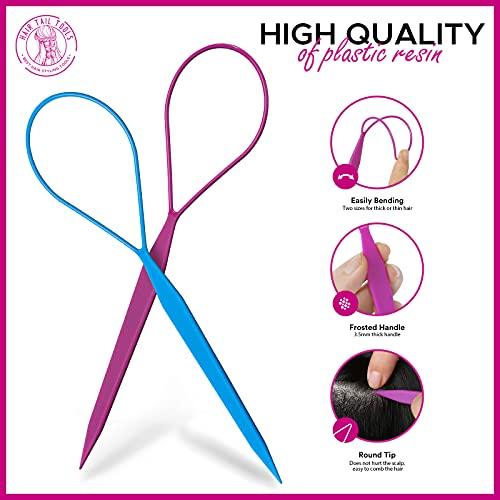 2 Pairs Hair Tail Tools, Hair Braid Accessories Ponytail Maker,French Braid Tool Loop for Hair Styling, 4pcs, 2 Colors - Decotree.co Online Shop