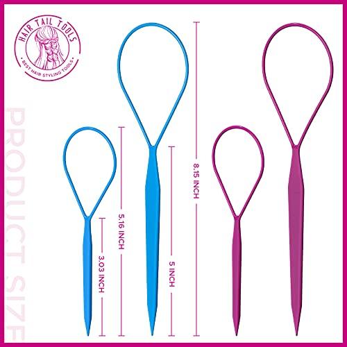 2 Pairs Hair Tail Tools, Hair Braid Accessories Ponytail Maker,French Braid Tool Loop for Hair Styling, 4pcs, 2 Colors - Decotree.co Online Shop
