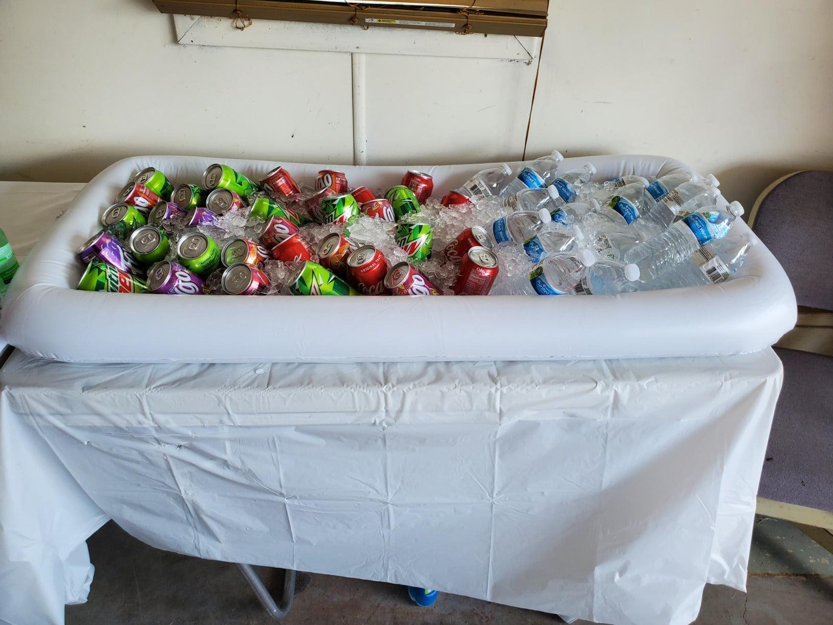 2 PCS Inflatable Serving Bars Ice Buffet Salad Serving Trays Food Drink Holder Cooler Containers Indoor Outdoor BBQ Picnic Pool Party Supplies Luau Cooler w Drain Plug - Decotree.co Online Shop