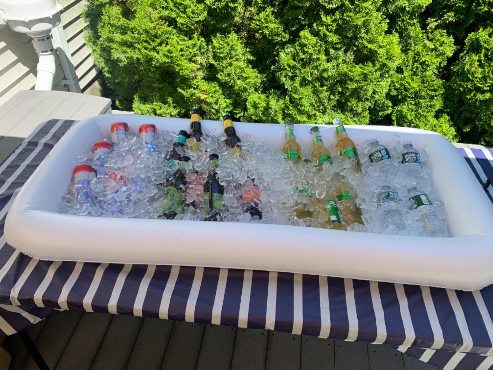 2 PCS Inflatable Serving Bars Ice Buffet Salad Serving Trays Food Drink Holder Cooler Containers Indoor Outdoor BBQ Picnic Pool Party Supplies Luau Cooler w Drain Plug - Decotree.co Online Shop