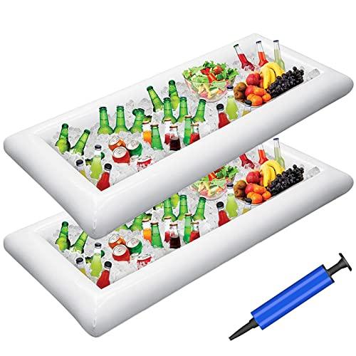2 PCS Inflatable Serving Bars Ice Buffet Salad Serving Trays Food Drink Holder Cooler Containers Indoor Outdoor BBQ Picnic Pool Party Supplies Luau Cooler w Drain Plug - Decotree.co Online Shop